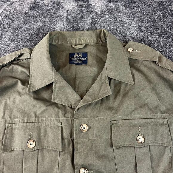 Vtg Willis & Geiger Safari Hemingway Belted Button Up Bush Poplin XL/XXL* - Picture 2 of 12